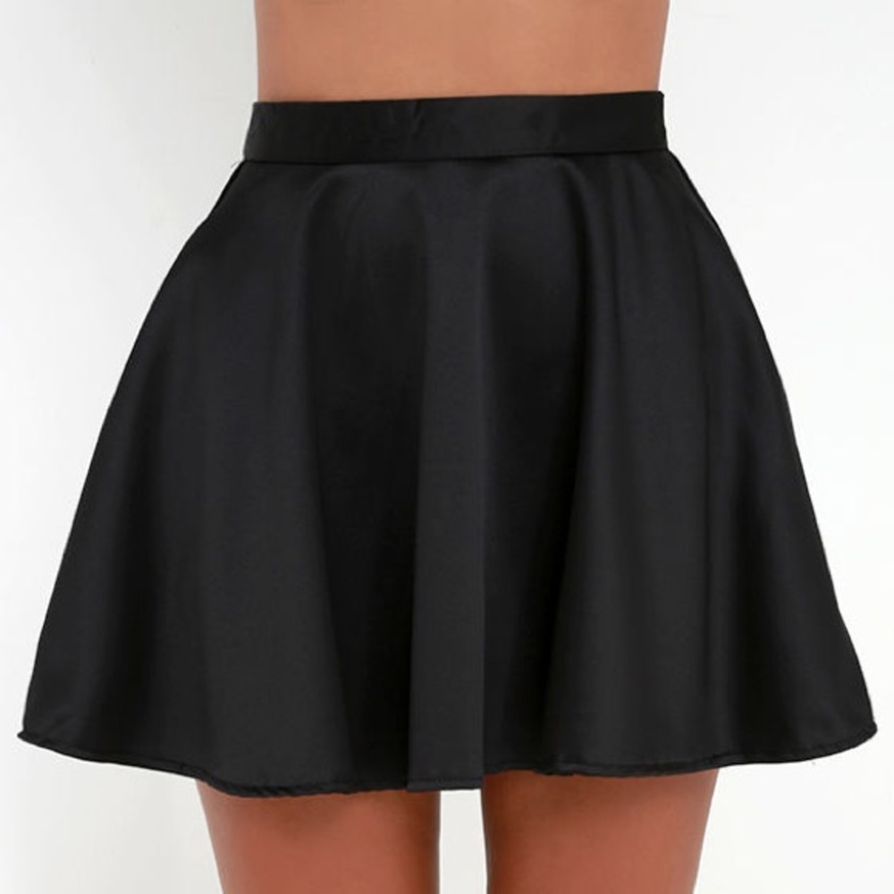 Lulus Black Satin Skirt